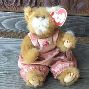 Ty Attic Treasures | Pounce the Cat jointed plush | Brown and Pink